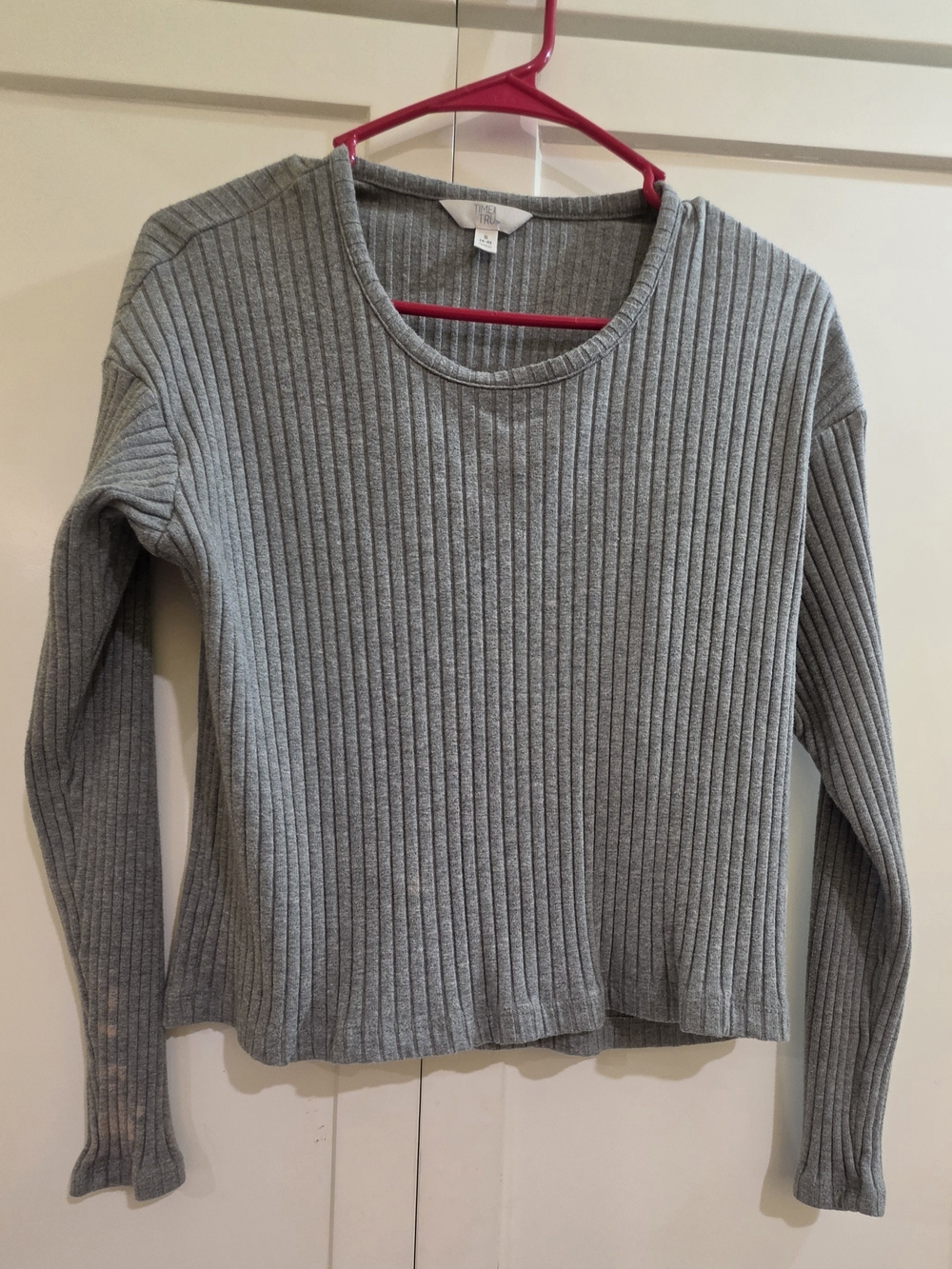 Women's Ribbed Long Sleeve Top - Light Gray